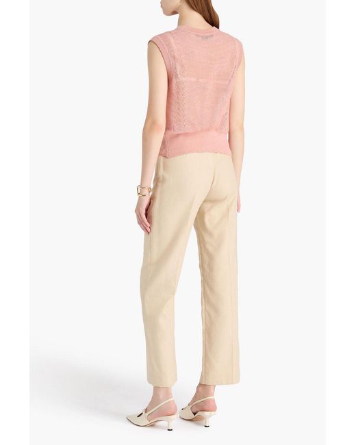 Veronica Beard Pink Kellen Twisted Linen-blend Vest