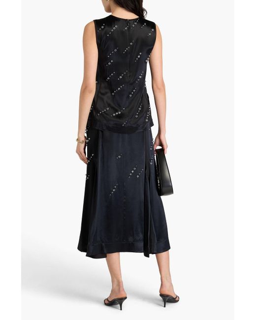 3.1 Phillip Lim Black Bead-Embellished Satin Top