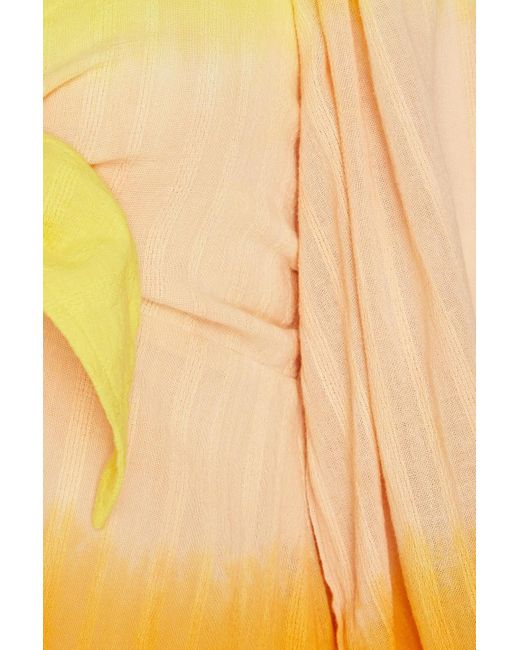Sundress Yellow Megan gestreiftes midikleid aus baumwoll-jacquard