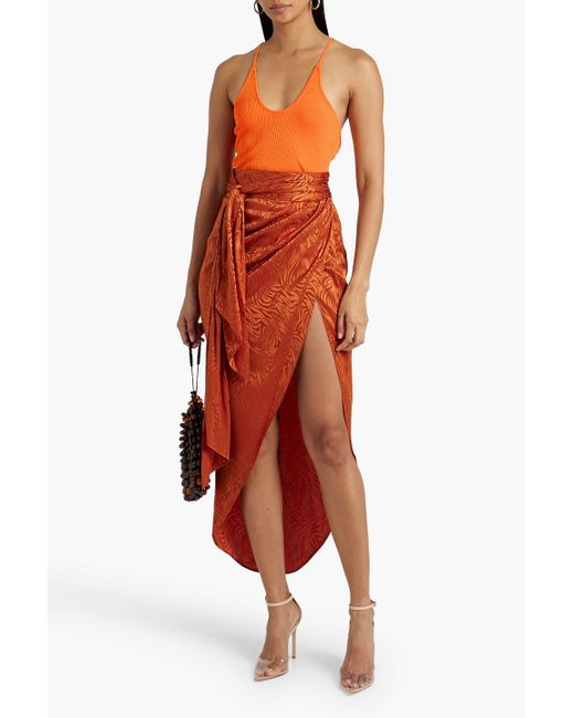 Dodo Bar Or Orange Faye Ribbed-knit Bodysuit