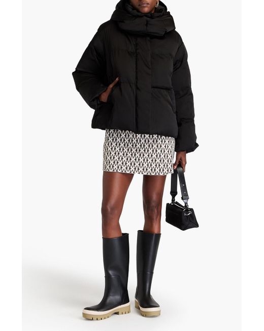 Maje Black Quilted Shell Hooded Jacket