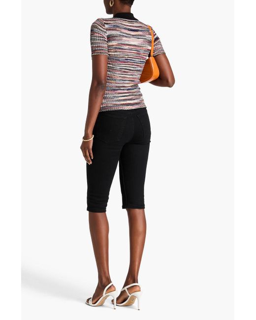 Missoni Red Marled Ribbed-Knit Polo Shirt