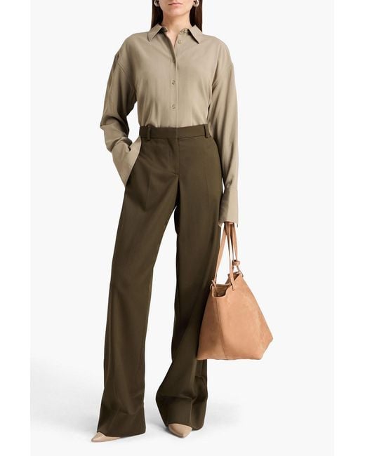 Stella McCartney Green Wool Wide-Leg Pants