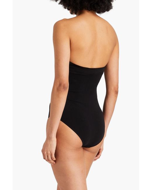 Mara Hoffman Black Bandeau-badeanzug mit raffungen