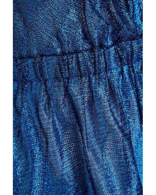 Missoni Blue Neckholder-playsuit aus häkelstrick in metallic-optik mit cut-outs