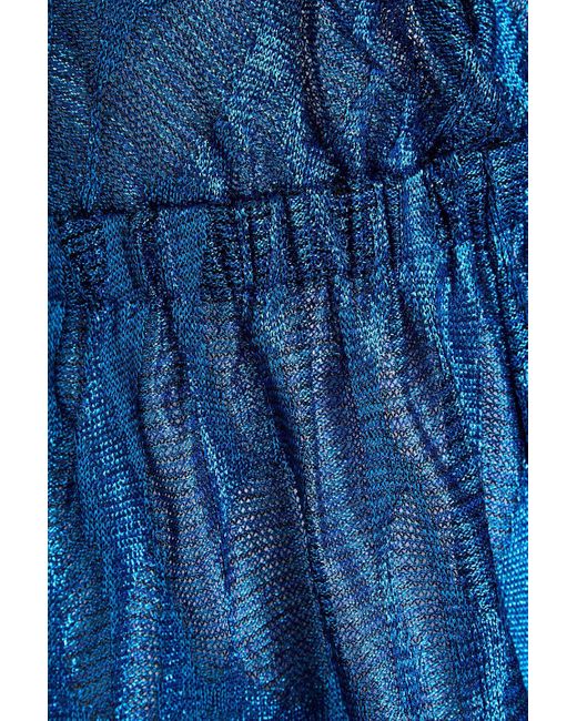 Missoni Blue Cutout Metallic Crochet-knit Halterneck Playsuit