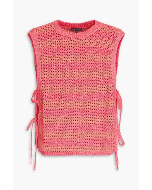 Rag & Bone Pink Carson Striped Open-knit Tank