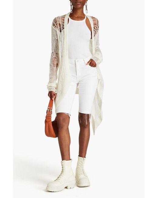 Rick Owens White Open-knit Cardigan