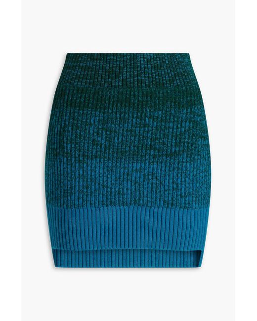 Victoria Beckham Green Ribbed Marled Wool Mini Skirt