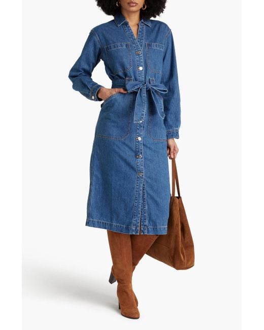 Veronica Beard Blue Evelyn Denim Midi Shirt Dress