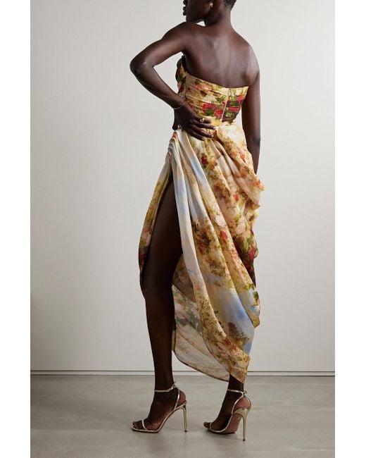 Zimmermann Luminosity Asymmetric Floral-print Linen And Silk-blend Midi  Dress | Lyst