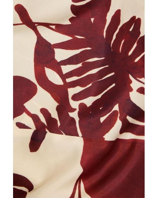Nicholas Red Ariel Draped Printed Satin Gown