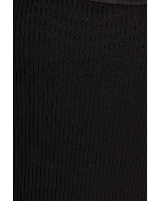Brunello Cucinelli Black Ribbed Stretch-cotton Jersey Midi Dress