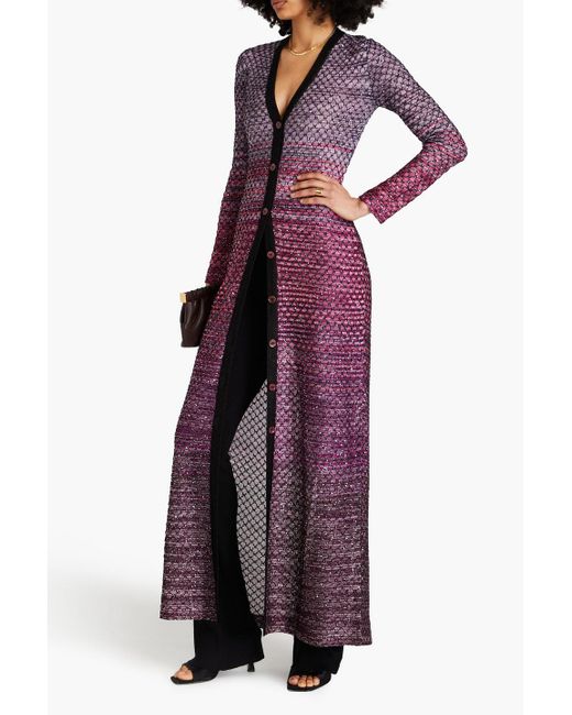 Missoni Purple Embellished Crochet-knit Cardigan