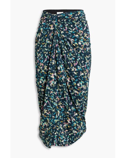 Isabel Marant Green Jeldia Ruched Printed Stretch-jersey Midi Skirt