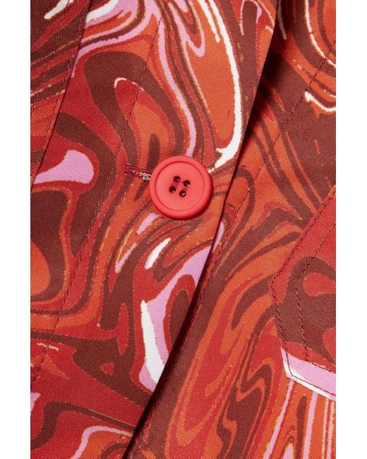 Maisie Wilen Red Club Cropped Printed Shell Jacket