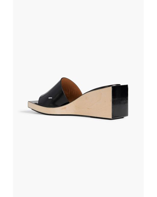 Maison Margiela Black Mm22 Glossed-Leather Wedge Mules
