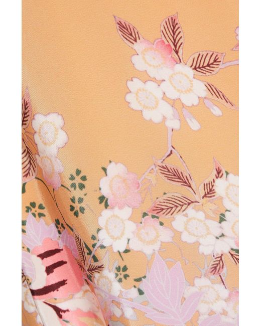 byTiMo Pink Floral-print Crepe De Chine Maxi Dress