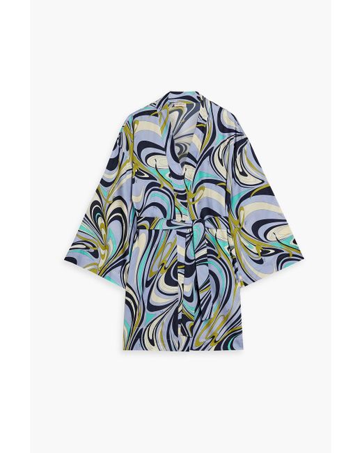 Emilio Pucci Blue Printed Silk-blend Satin Jacket