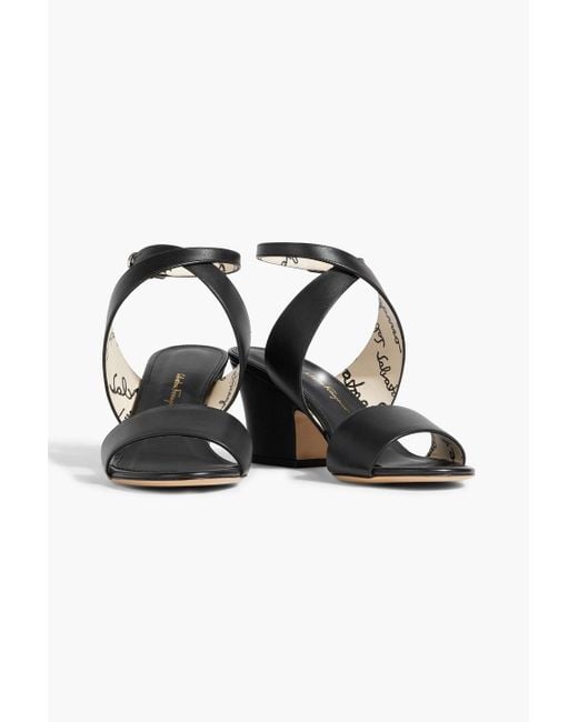 Ferragamo Black Sheena Leather Sandals