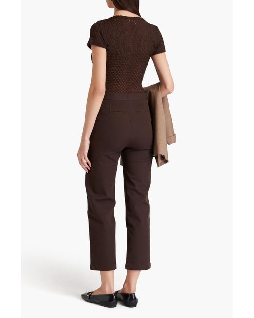 FRAME Black Cropped Stretch-cotton Twill Straight-leg Pants