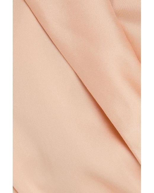 Zimmermann Natural Ruffled Silk-satin Midi Wrap Dress