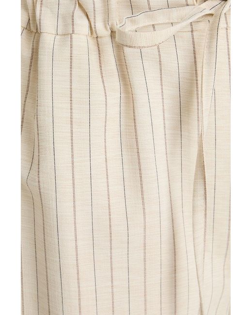 Claudie Pierlot Natural Striped Slub Woven Wide-leg Pants