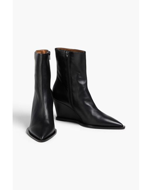 Atp Atelier Black Pratella Leather Wedge Ankle Boots