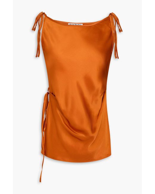 Acne Orange Satin Wrap Blouse