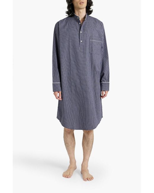 Derek Rose Pyjama-oberteil aus baumwoll-twill mit karomuster in Blue für Herren