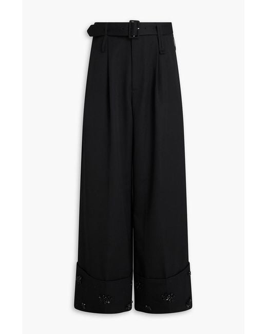 Simone Rocha Black Belted Wide-leg Twill Pants for men