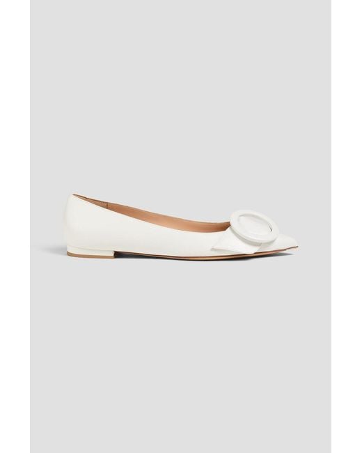 Gianvito Rossi White Venezia Buckled Leather Point-Toe Flats