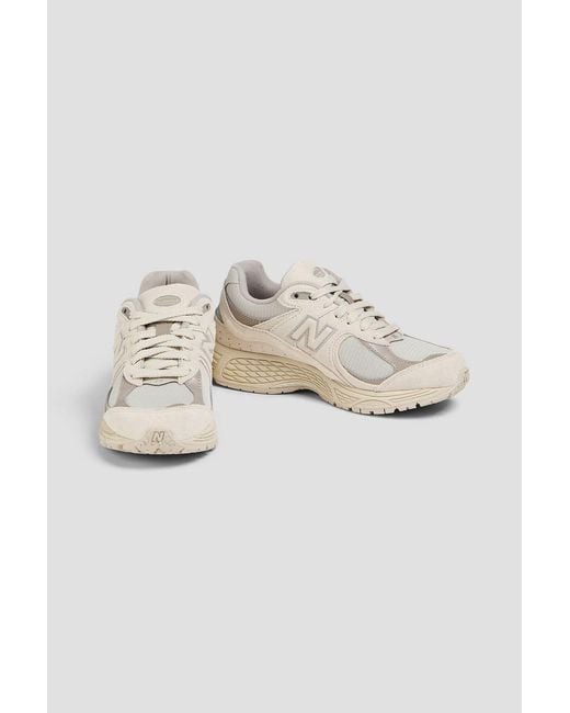 New Balance White 2002r Mesh And Suede Sneakers