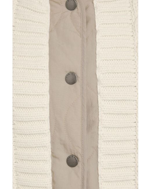 Rag & Bone Natural Ston bomberjacke aus einer baumwollmischung mit zopfstrickmuster und shell-einsätzen