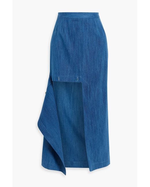 Palmer//Harding Blue Inhale Asymmetric Denim Maxi Skirt