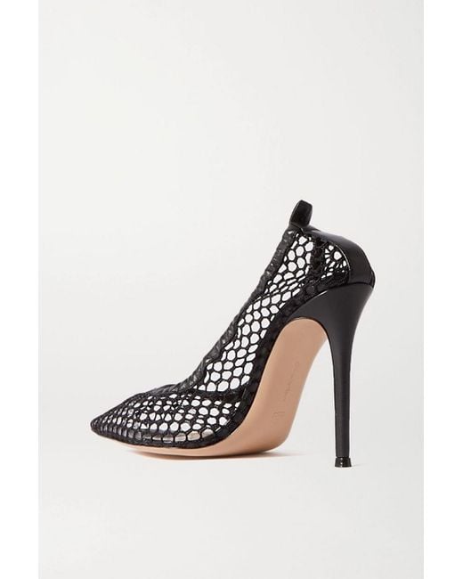 Gianvito Rossi 105 Leather trimmed Fishnet Pumps in Black Lyst UK