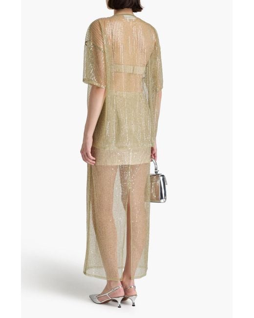 REMAIN Birger Christensen White Oversized Sequined Tulle Top