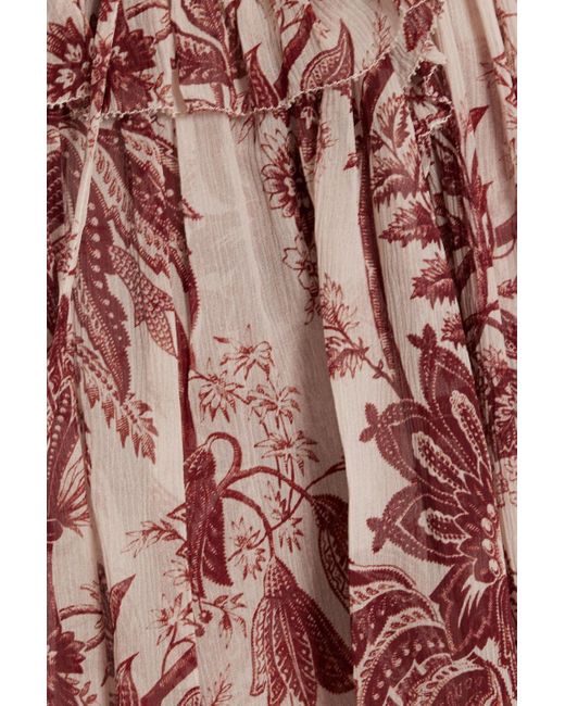 Cara Cara Pink Michelle bedruckte bluse aus seiden-georgette mit raffung