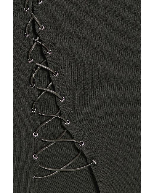 Nicholas Green Palmer Lace-up Ribbed-knit Midi Dress