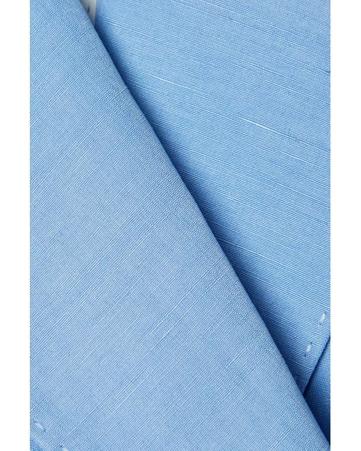 Lafayette 148 New York Blue Trinity Double-breasted Silk And Linen-blend Blazer