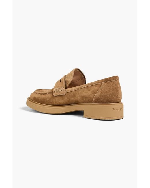 Gianvito Rossi Pink Harris Suede Loafers