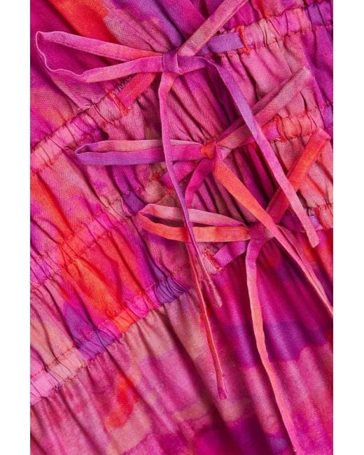 10 Crosby Derek Lam Pink Tiered Printed Cotton Midi Dress