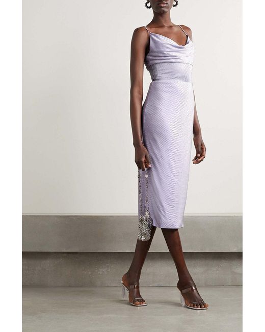 Et Ochs Purple Harmony Organza-trimmed Embellished Stretch-jersey Midi Dress