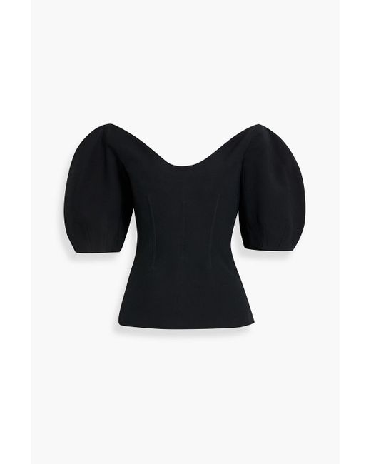 Gabriela Hearst Black Bartlet Off-The-Shoulder Wool And Silk-Blend Top