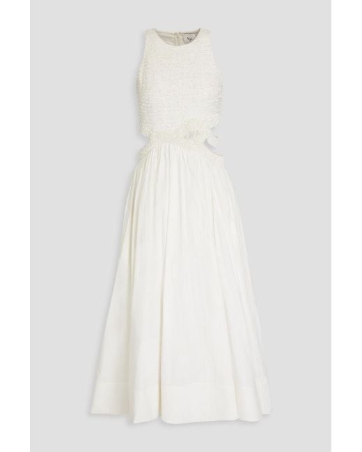 Aje. White New Catara Embellished Cotton-poplin Midi Dress