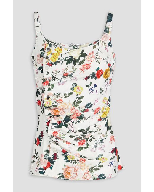 Rabanne White Floral-print Jersey Top