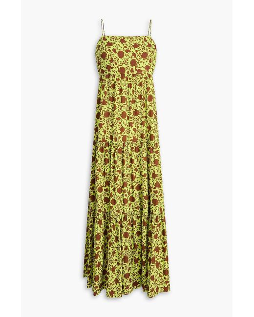 Heidi Klein Green Tiered Floral-print Cotton-blend Poplin Midi Dress