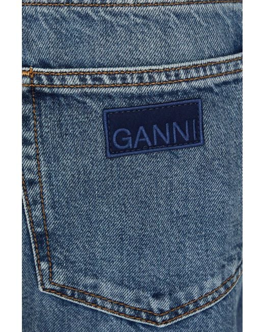 Ganni Blue Faded High-rise Wide-leg Jeans