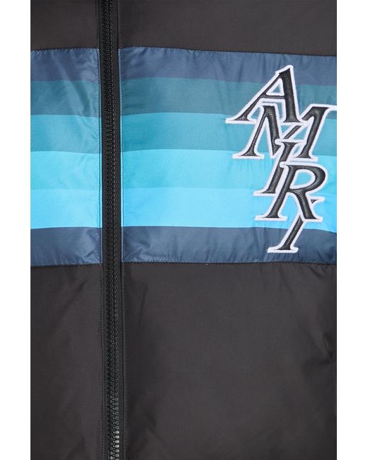 Amiri Black Printed Quilted Shell Hooded Jacket for men