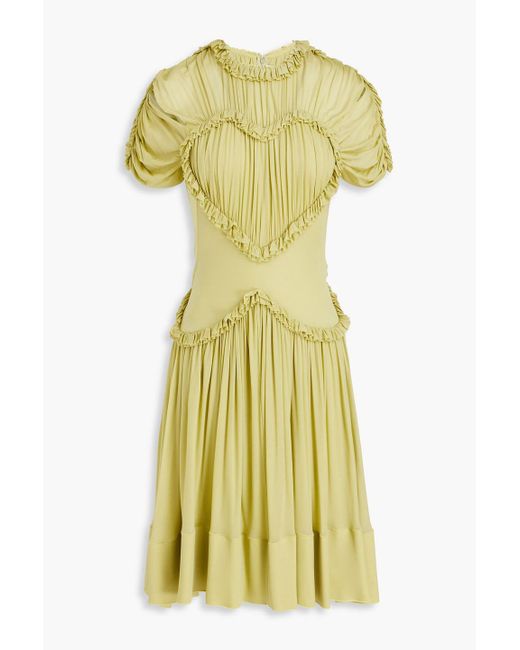 Victoria Beckham Yellow Ruffled Crepe Dress